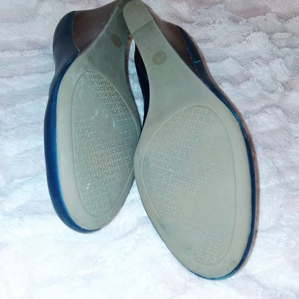 Tory Burch Navy Blue Wedge Shoes Size 9.5